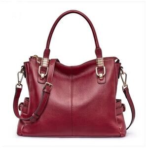 KATTEE Leather Hobo Purse Wine Red Soft Cowhide Shoulder Bag Large Womens
